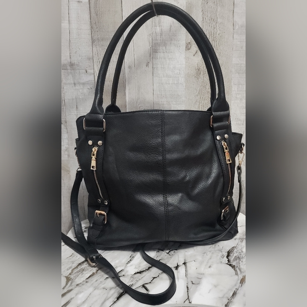Kathy Ireland Black Tote with Gold Accents *Like New Condition*